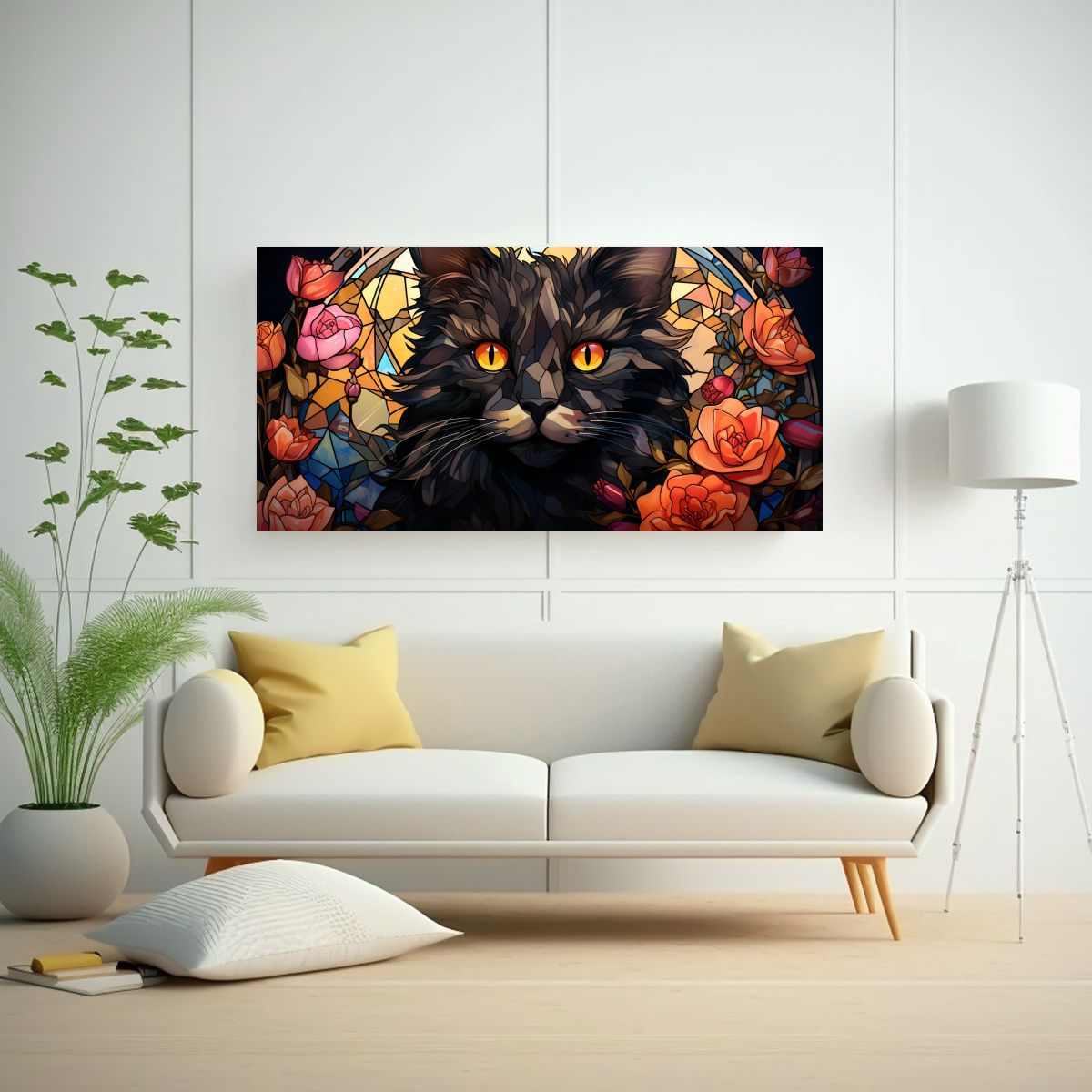 GENERICO - Cuadro Tela Sensibilidad Artística Gato Lykoi 80x40 Cm
