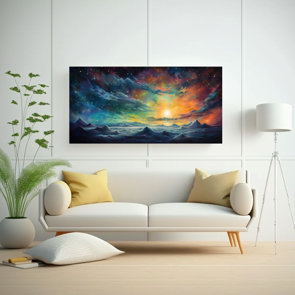 GENERICO - Pintura Abstracta Lienzo Protagonismo Cielo 80x40 Cm