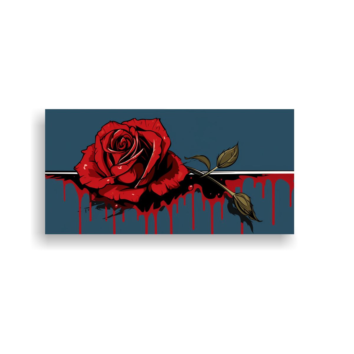 GENERICO - Lienzo Relieve Moderno Con Rosa Sangrante Y 80x40 Cm