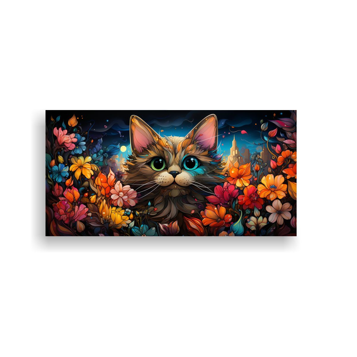 GENERICO - Pintura De Gatos Sonrientes En Colores Adorable 100x50 Cm