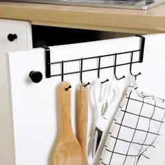 HOMESTAR - Gancho Colgador Sobre Puerta 5 Ganchos Acero Negro