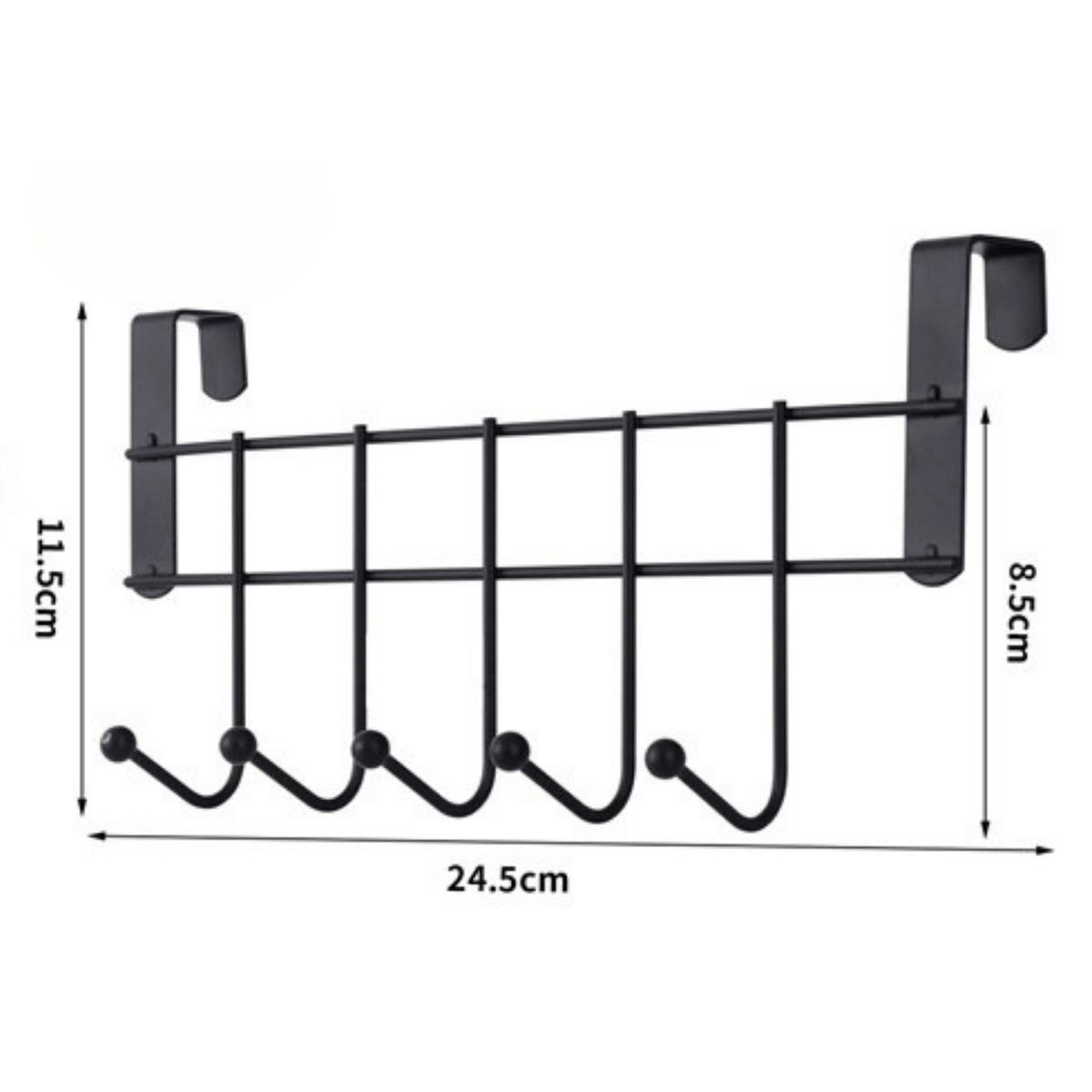 HOMESTAR - Gancho Colgador Sobre Puerta 5 Ganchos Acero Negro