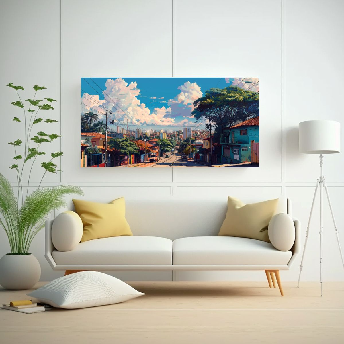 GENERICO - Pintura Decorativa De Ciudad Iluminada En Bauru 73 60x30 Cm