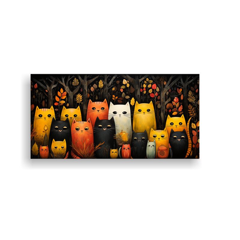 GENERICO - Cuadro De Arte Con Patrón De Gatos Negros 60x30 Cm