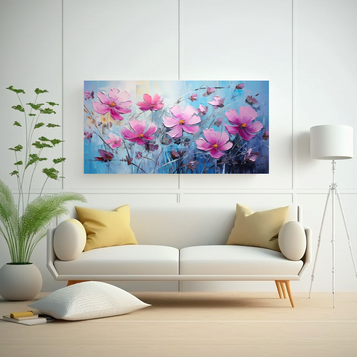 GENERICO - Lienzo De Tela Con Finas Líneas En Colores Rosa 100x50 Cm
