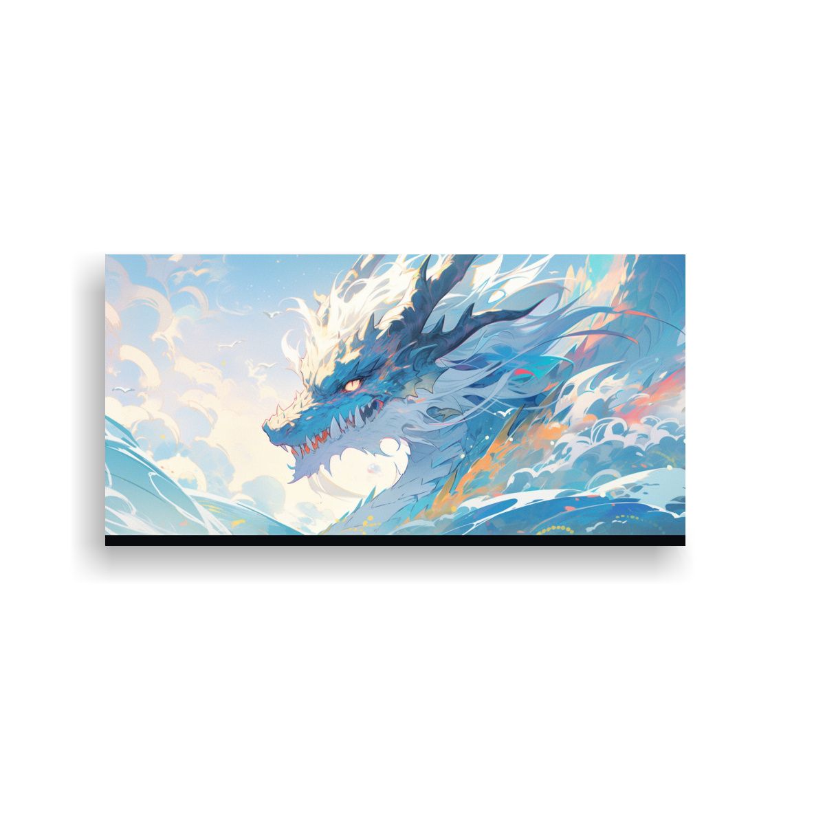 GENERICO - Cuadro Estilo Galería Dragón En Tonos Pastel Y 60x30 Cm