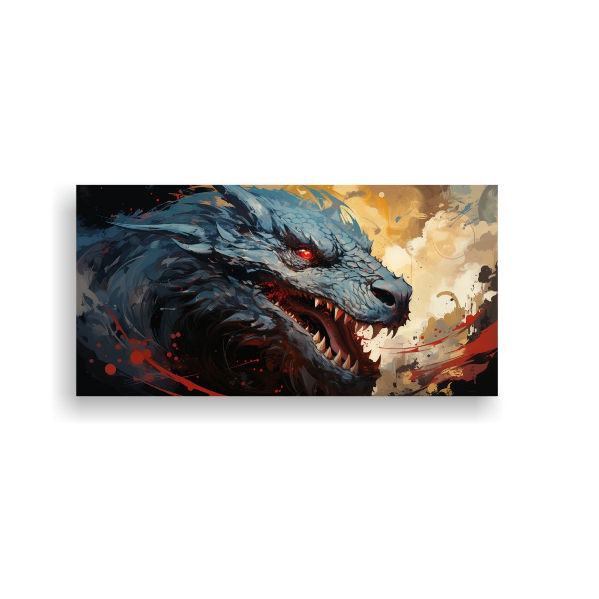 GENERICO - Pintura De Dragón En Rojo Y Dorado En Bastidor 60x30 Cm