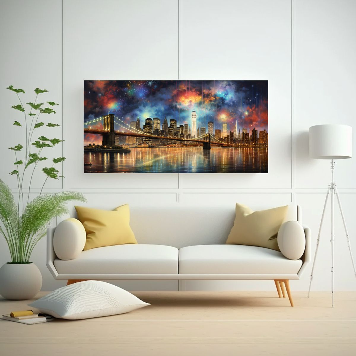 GENERICO - Pintura Lienzo Creativa Visual NY Con Coloridas 80x40 Cm