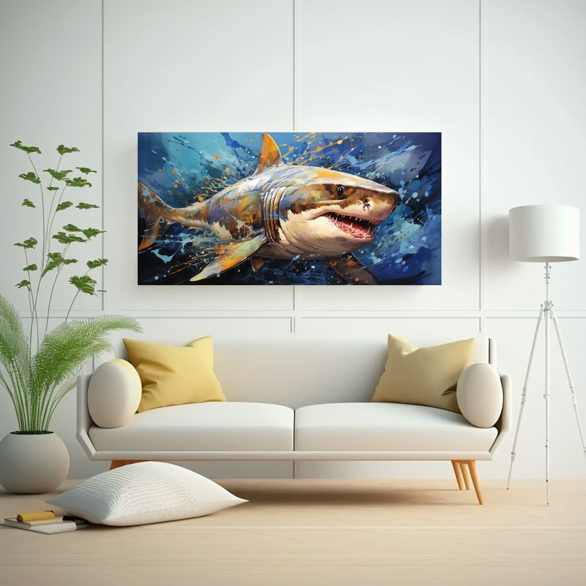 GENERICO - Cuadro De Tela Tiburón Martillo En Lima Arte 100x50 Cm