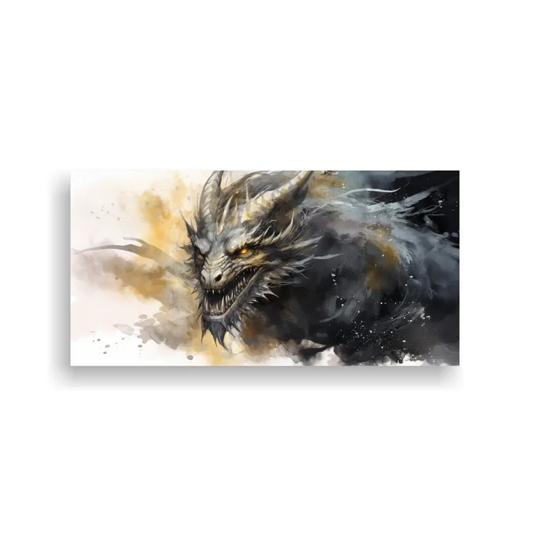 GENERICO - Pintura En Bastidor Dragón En Acuarelas Y 60x30 Cm