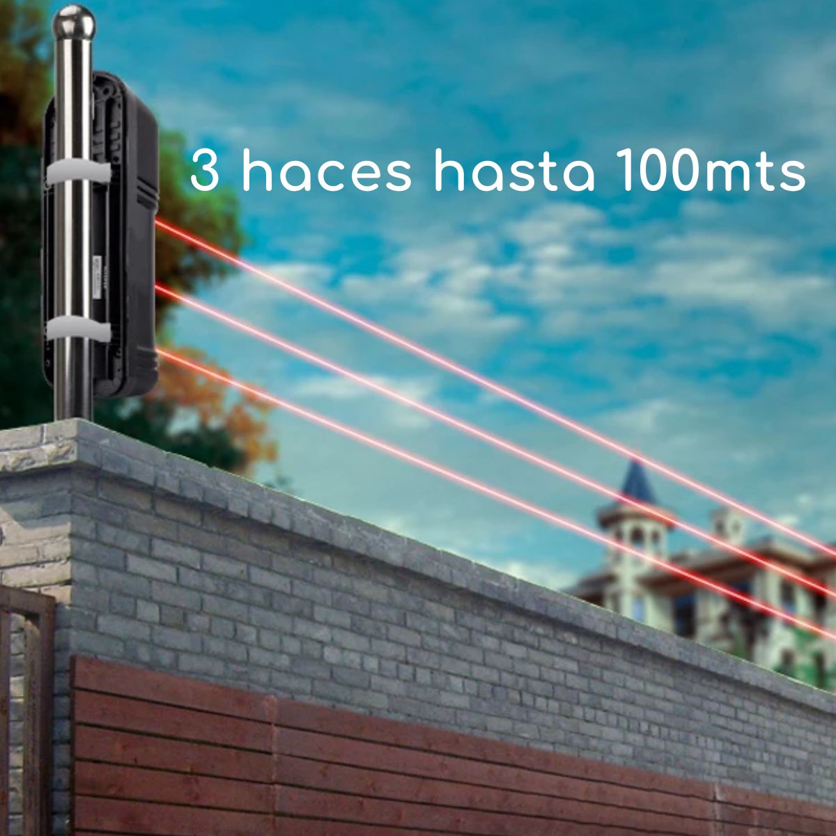 D MOTICA - Sensor Barrera Perimetral IR Con Bateria y Carga Solar 433mhz-100mts