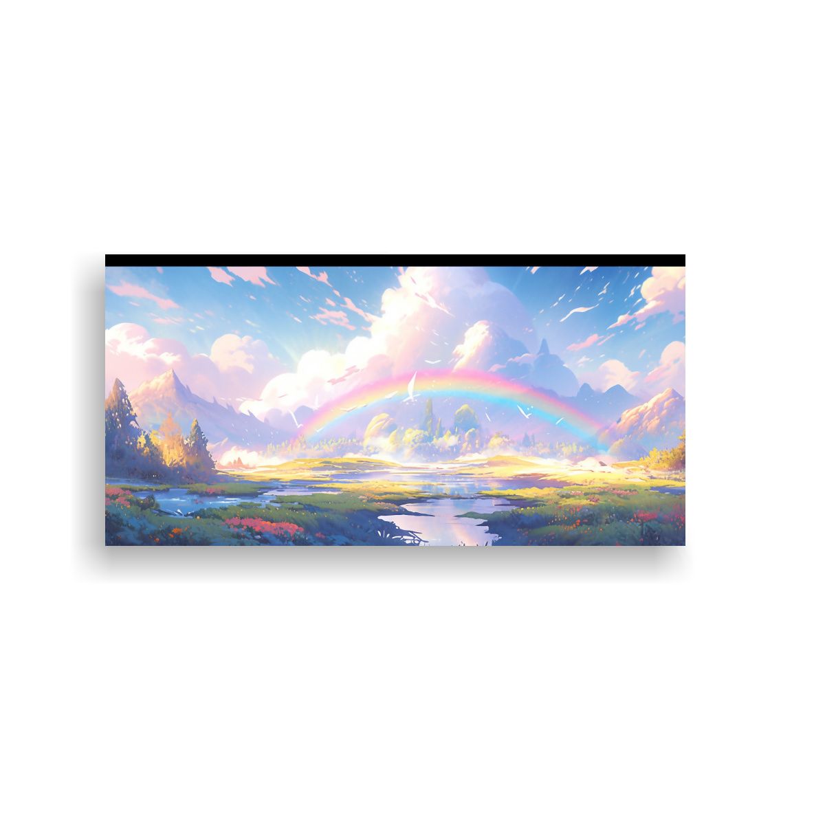 GENERICO - Paisaje Abstracto Con Arco Iris Y Colores Blancos 100x50 Cm