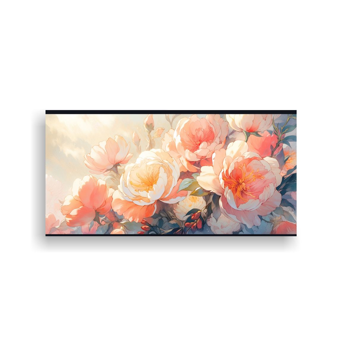 GENERICO - Pintura Abstracta Acuarela Lienzo Finas Líneas 100x50 Cm