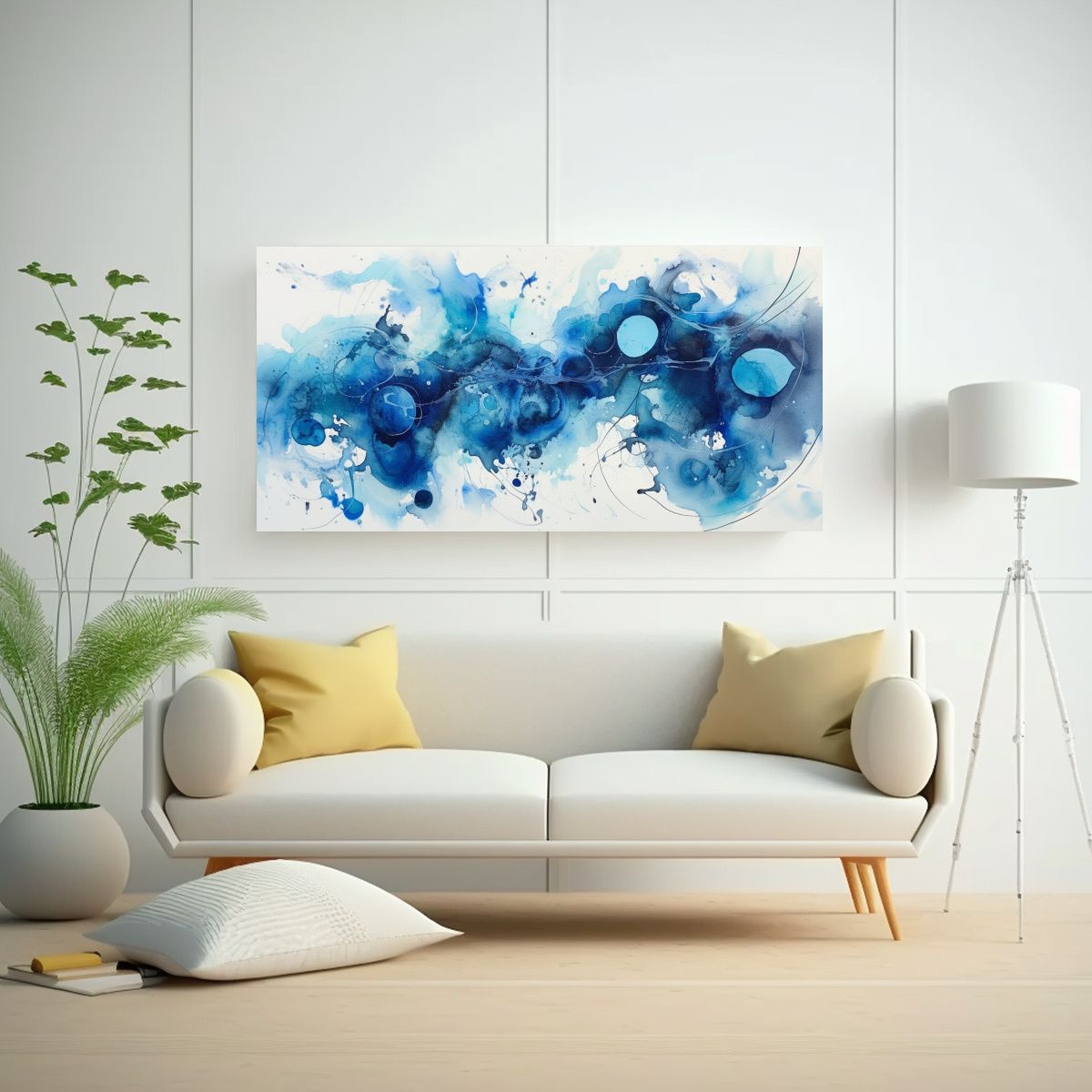 GENERICO - Cuadro Cuadro Floral Gradación Azul Cósmico 80x40 Cm