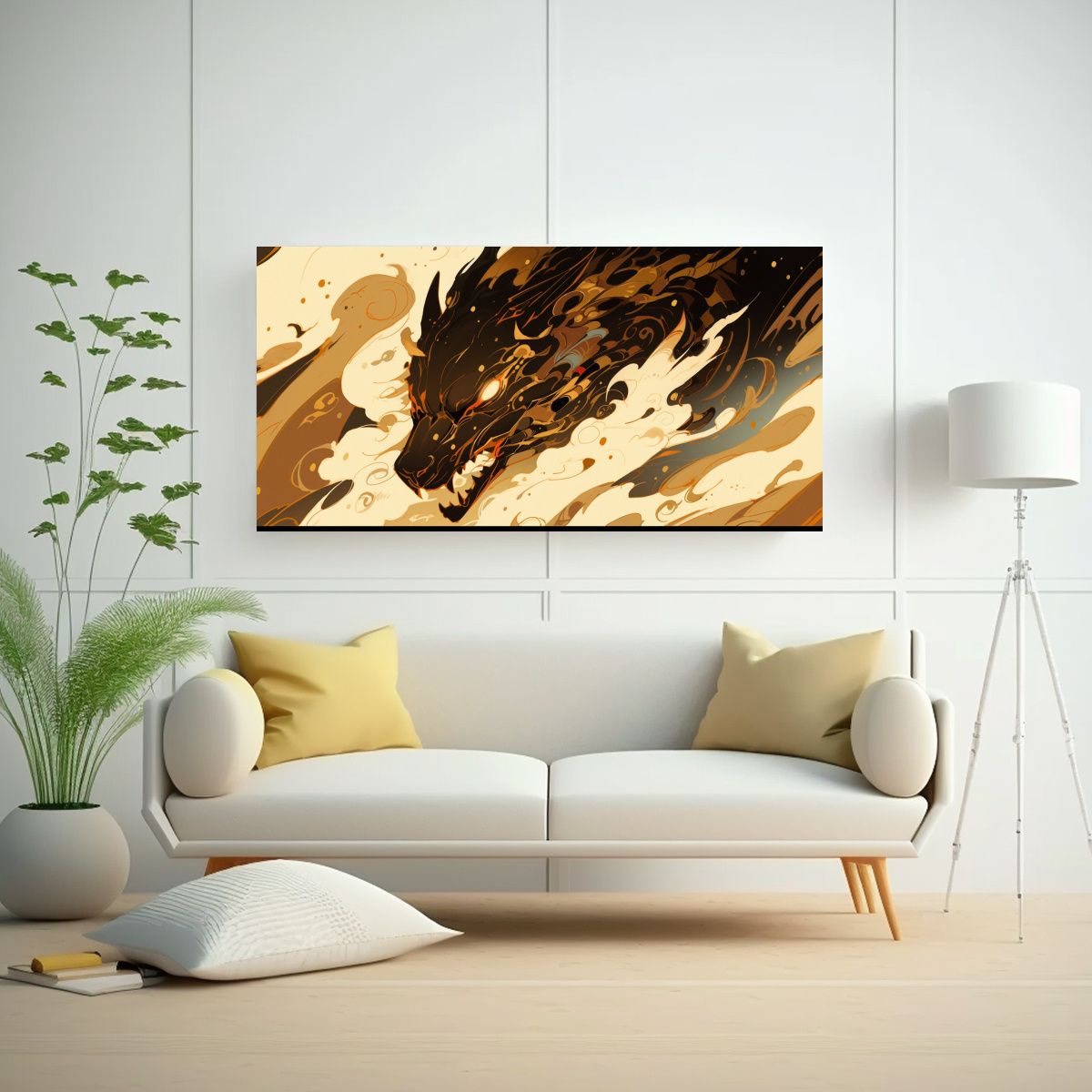 GENERICO - Pintura Decorativa Dragón Mágico En Tonos 60x30 Cm