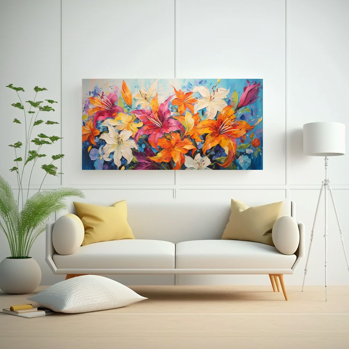 GENERICO - Lienzo Expresión Floral Vibrante En El Estilo De 80x40 Cm