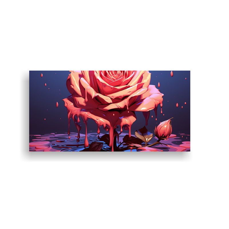 GENERICO - Cuadro Decorativo Estilo Negro De Rosa Derretida 60x30 Cm