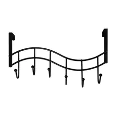 HOMESTAR - Colgador Gancho Sobrepuerta 6 Ganchos Acero Negro