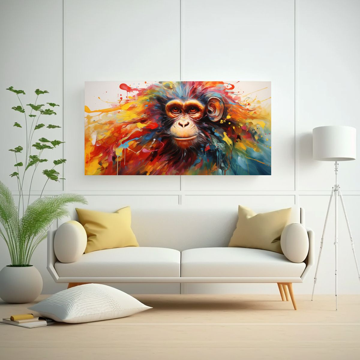 GENERICO - Pintura Al Estilo óleo De Mono Inspirador Y 100x50 Cm
