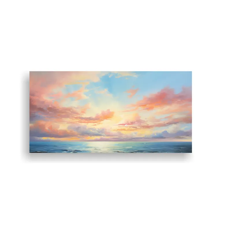 GENERICO - Pintura Abstracta En Tela Simple Cielo Y Mar Con 60x30 Cm