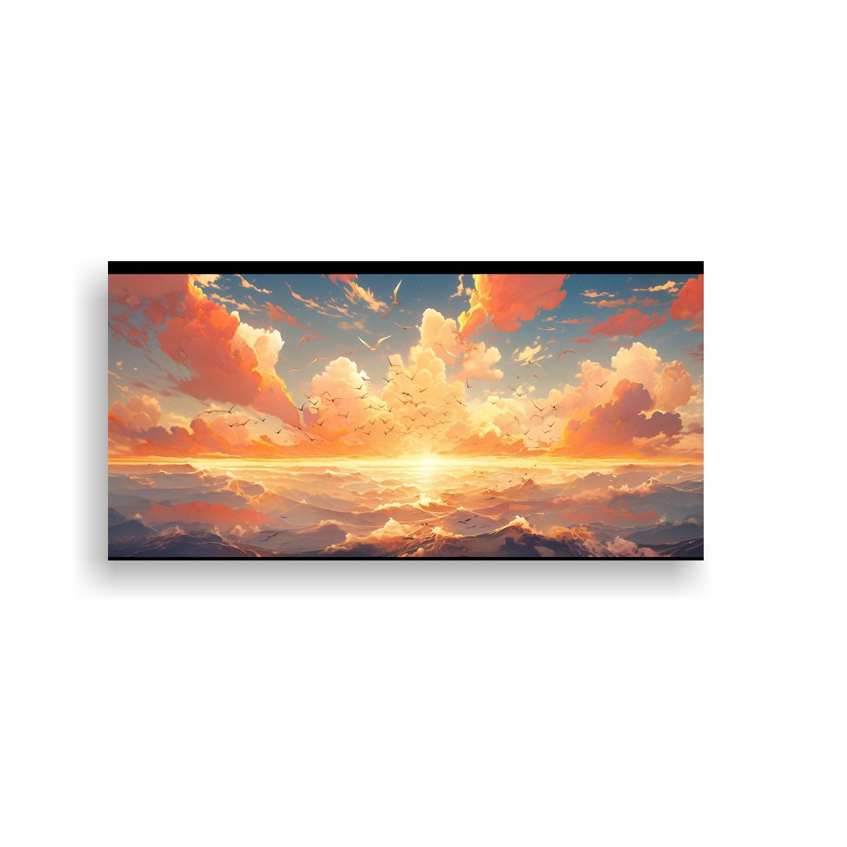 GENERICO - Pintura Abstracta Brillante De Cielo Y Mar Con 80x40 Cm