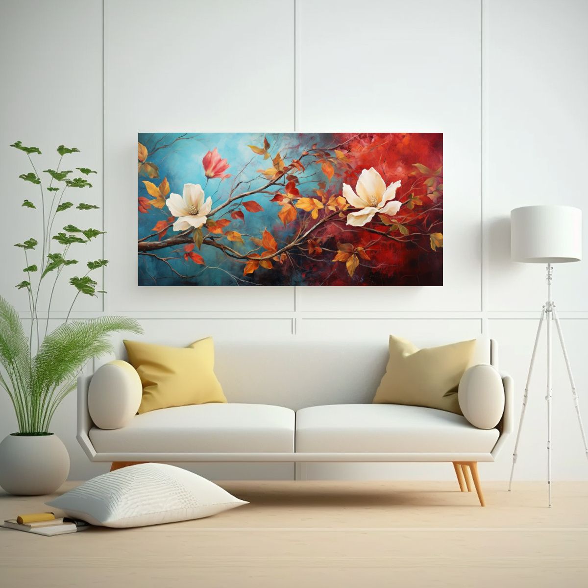 GENERICO - Pintura Abstracta De Flores Para Decoración De 60x30 Cm