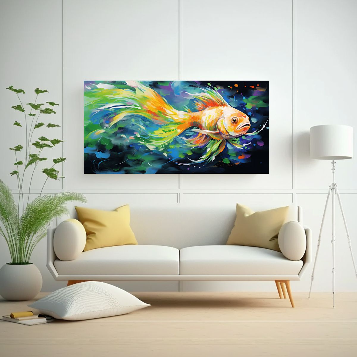 GENERICO - Cuadro Expresion Riqueza Visual Peces Acuario En 100x50 Cm