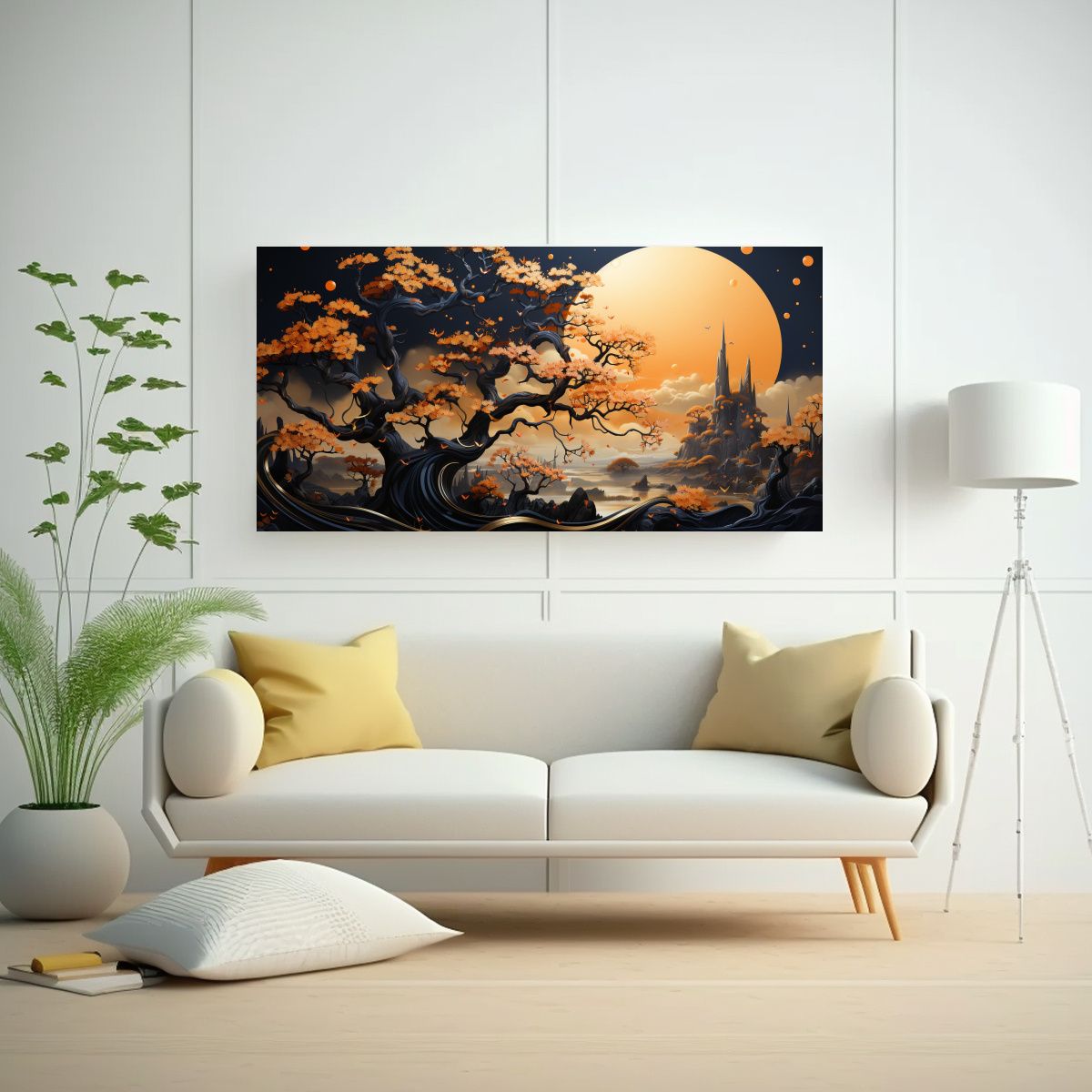 GENERICO - Cuadro Equilibrio Aro De Roble En Oro Y Negro Con 80x40 Cm