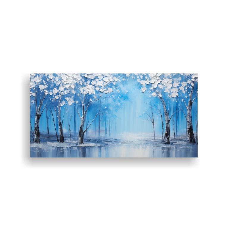 GENERICO - Pintura De Pared Acuarela Intenso En Azul Y Plata 100x50 Cm