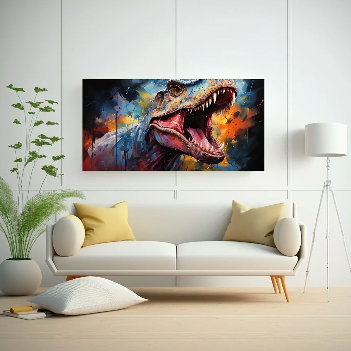 GENERICO - Cuadro De Tela Estilo Galería Rex Tiranosaurio 100x50 Cm