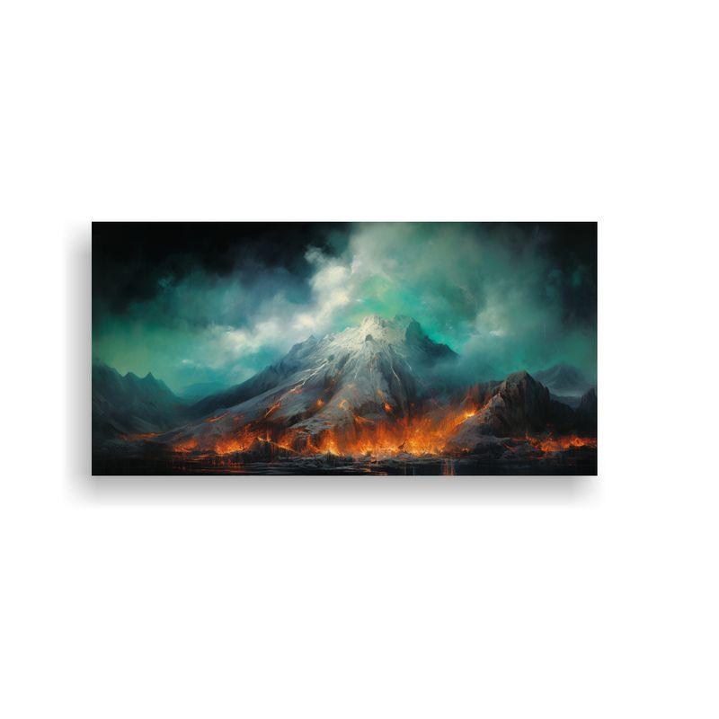 GENERICO - Pintura Abstracta De Un Volcán Con Colores 100x50 Cm