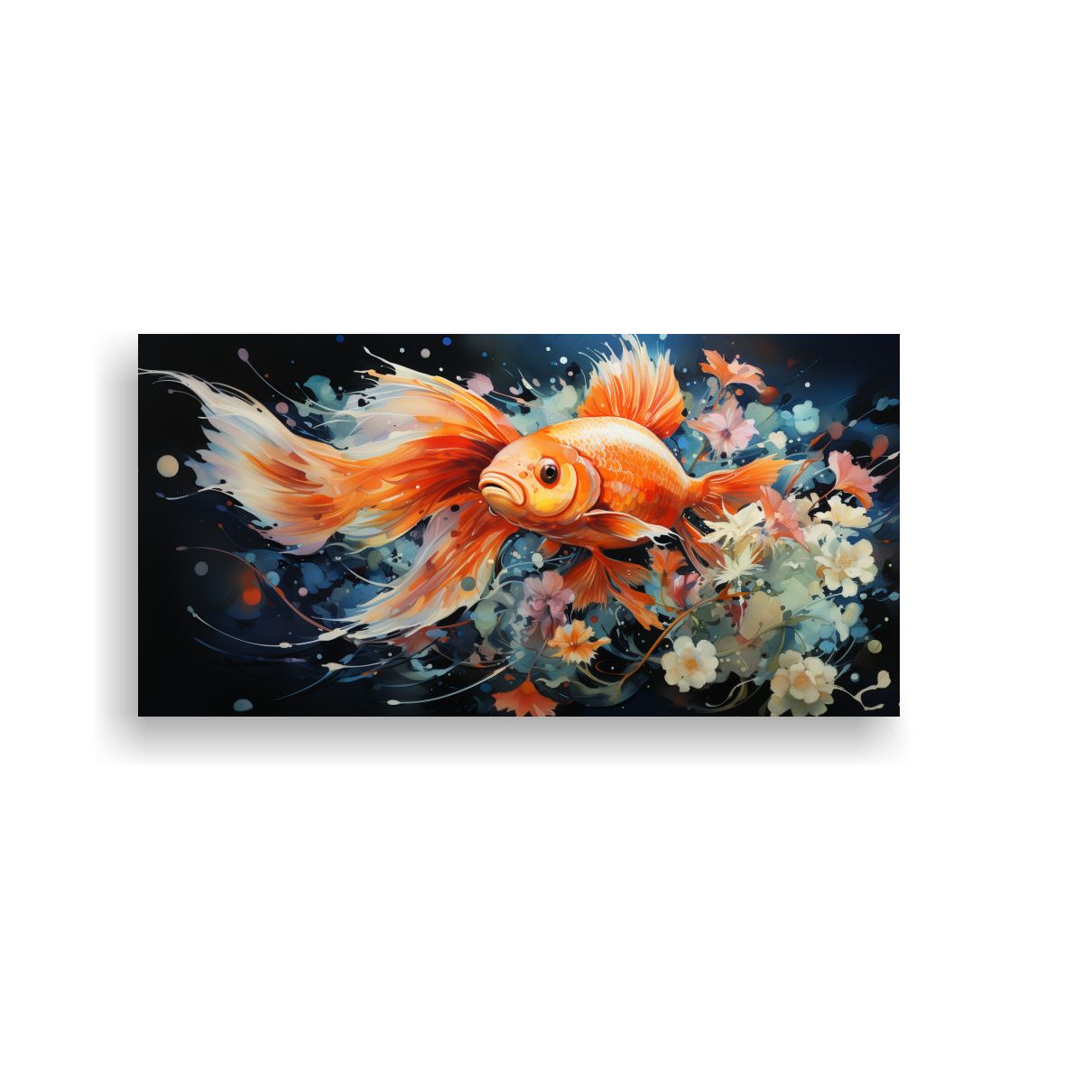 GENERICO - Pintura Acuarela Colorida De Peces De Acuario En 80x40 Cm