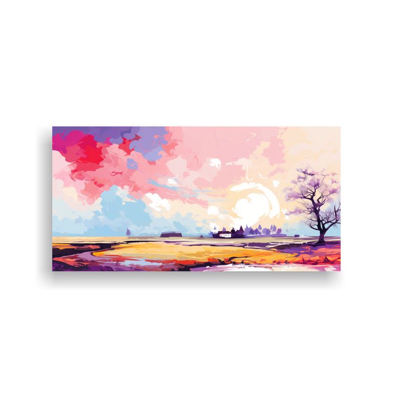 GENERICO - Cuadro Tema Armonía Paisaje Primaveral En Tonos 100x50 Cm
