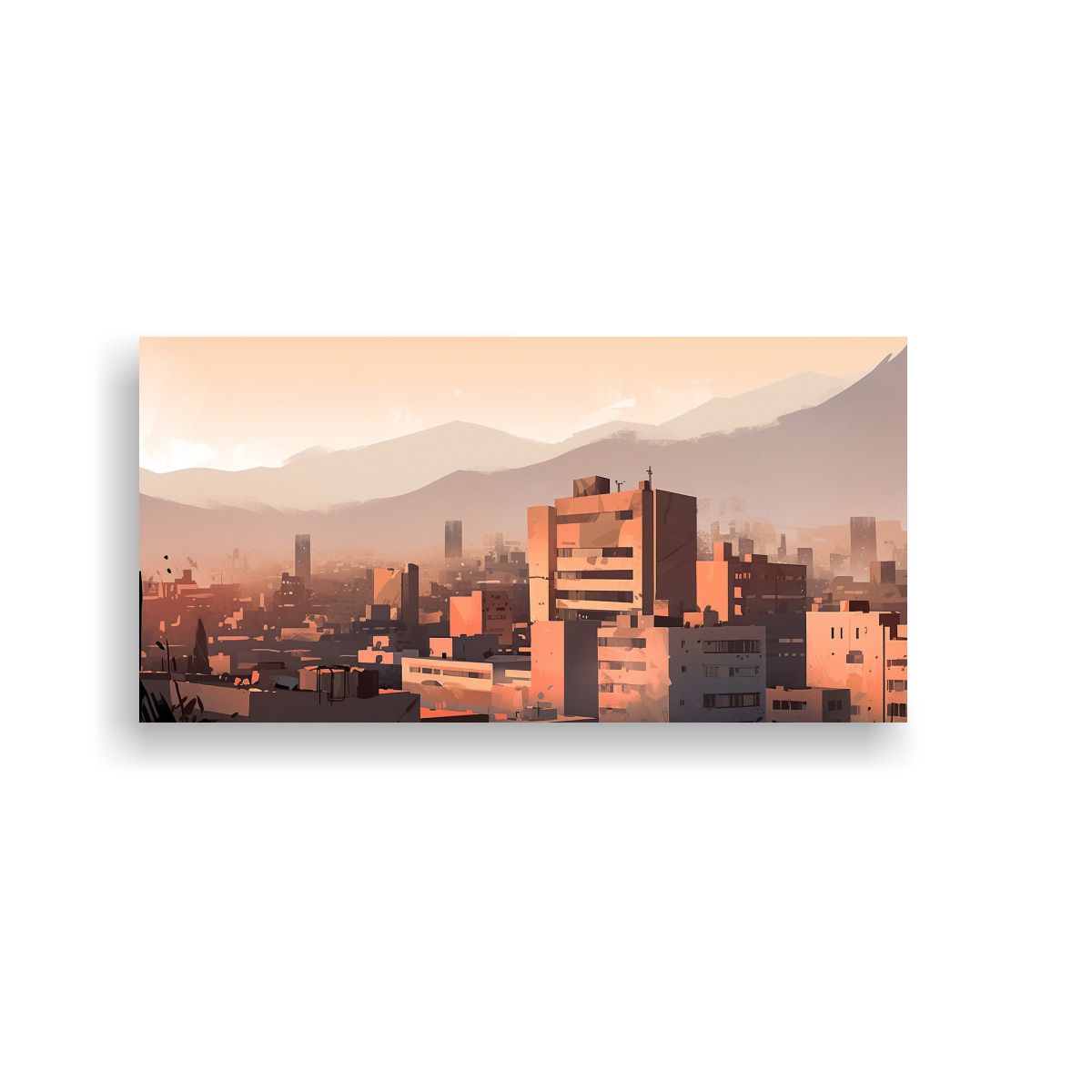 GENERICO - Pintura Cuadro Tonos Visual Santiago Chile En 60x30 Cm