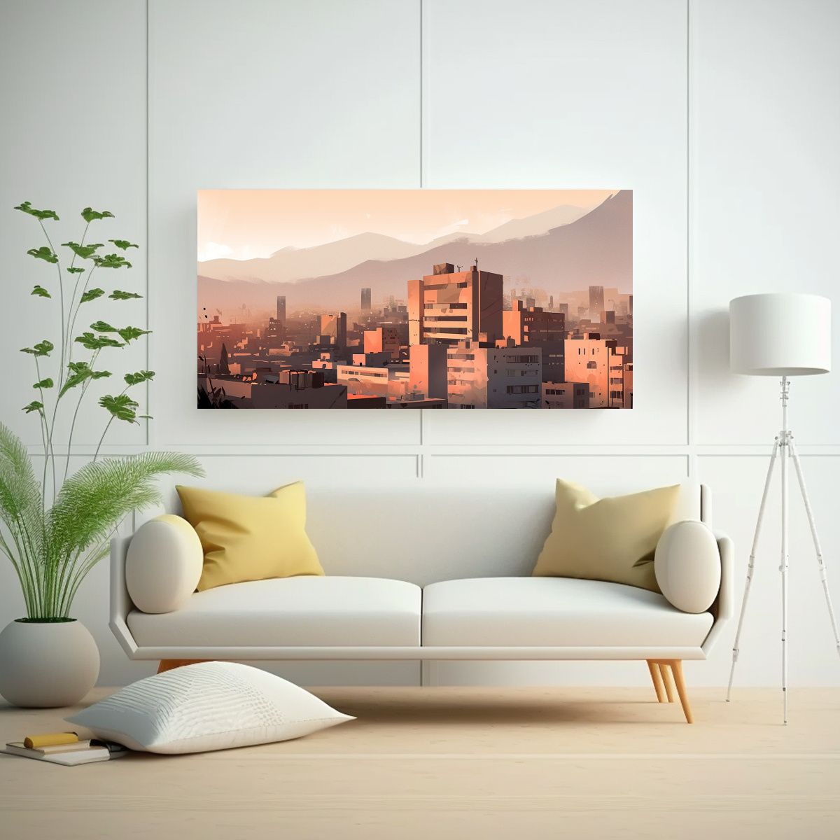 GENERICO - Pintura Cuadro Tonos Visual Santiago Chile En 60x30 Cm