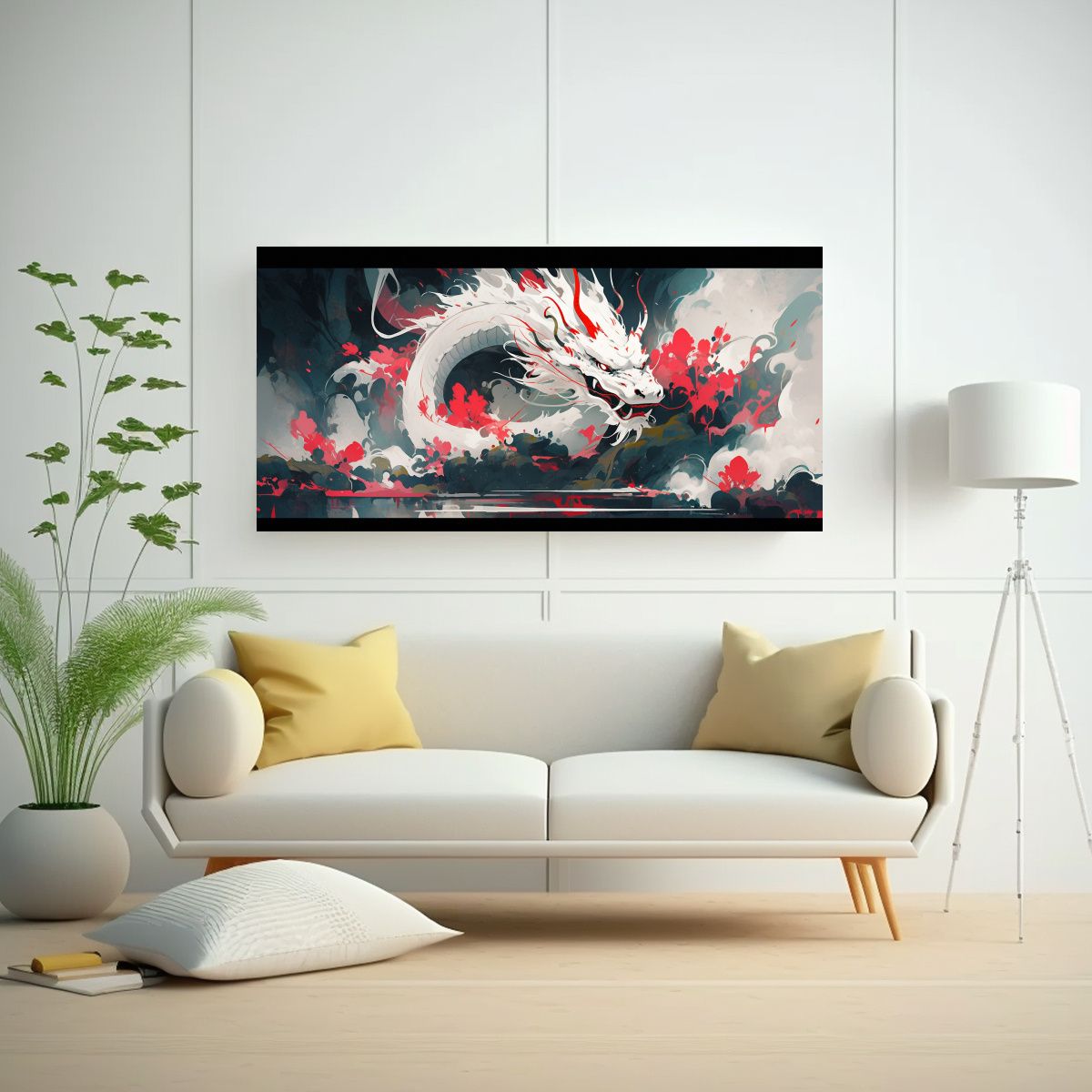 GENERICO - Pinturas Decorativas De Dragón Blanco En 80x40 Cm