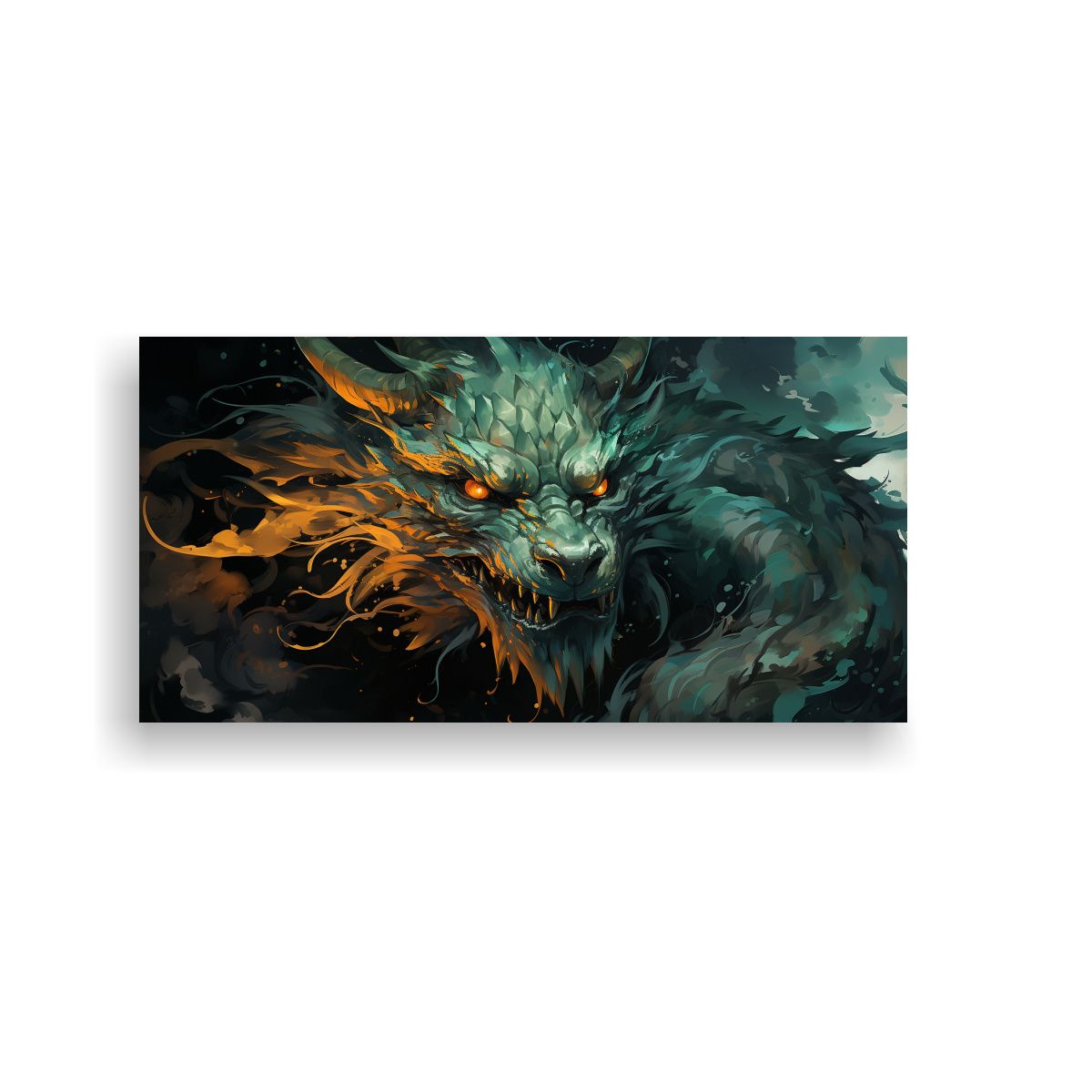 GENERICO - Pintura Mural Inspiradora De Un Dragón En Verde 100x50 Cm
