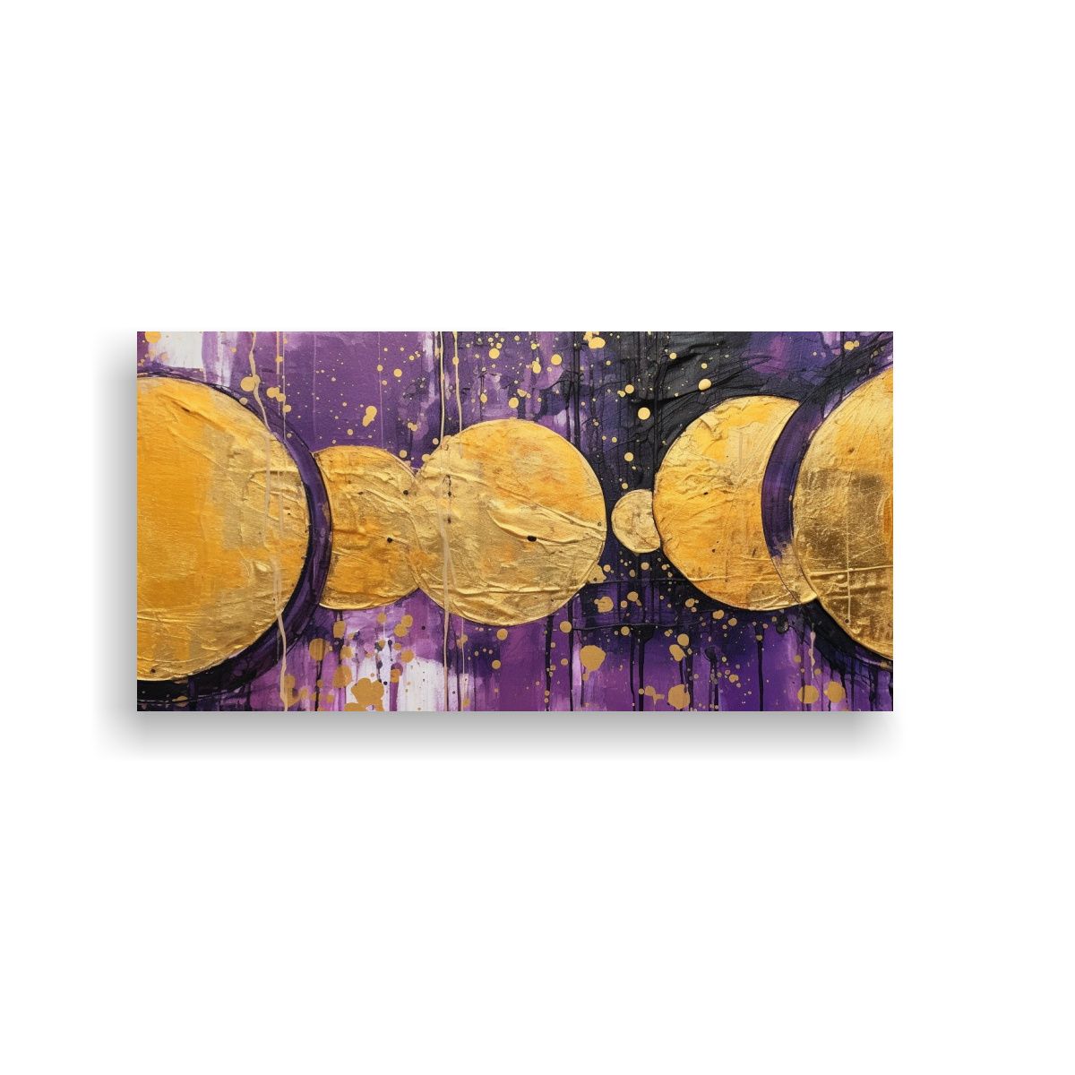 GENERICO - Cuadro Elegante Con Círculos Dorados Brillantes 100x50 Cm