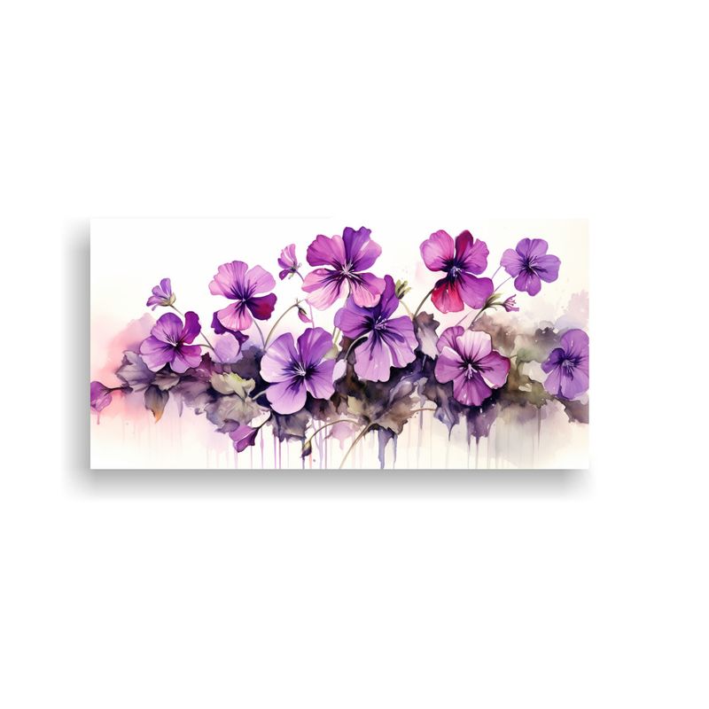 GENERICO - Cuadro Conceptual Flores Púrpuras Y Negras En 100x50 Cm