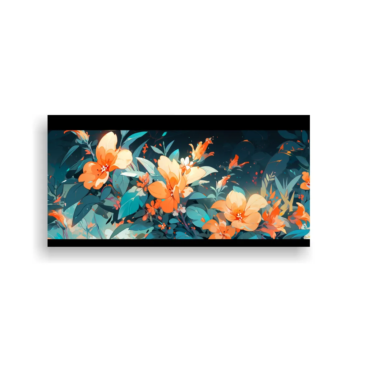 GENERICO - Cuadro Tela Canvas Calma Turquesa Y Naranja 100x50 Cm