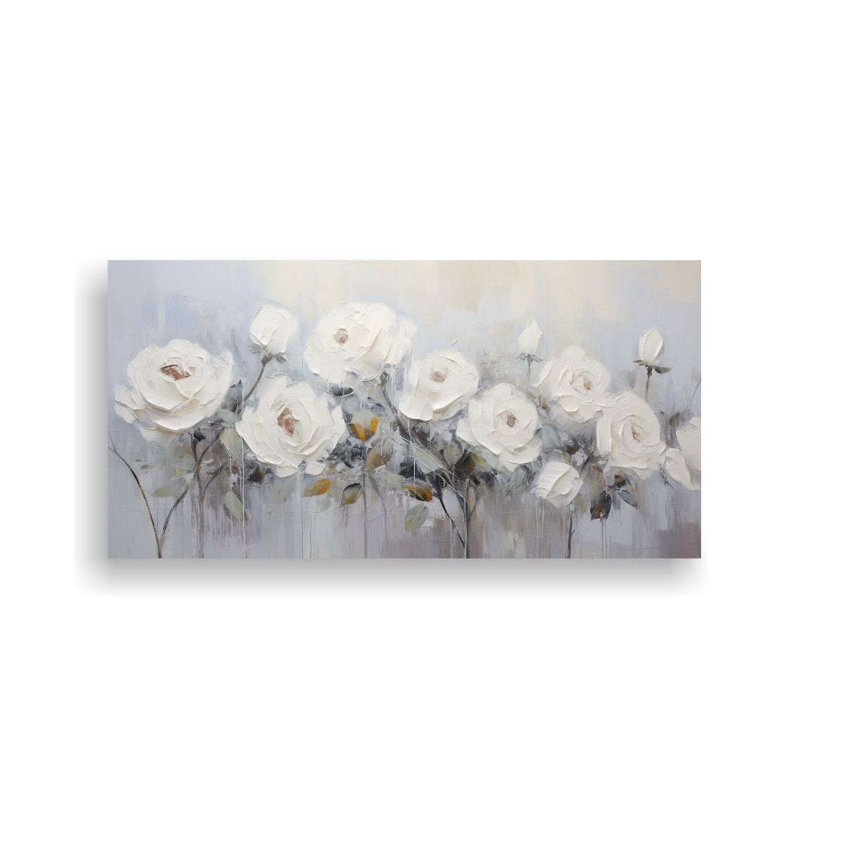 GENERICO - Cuadro Decorativo De Rosas Blancas En Lienzo Al 80x40 Cm