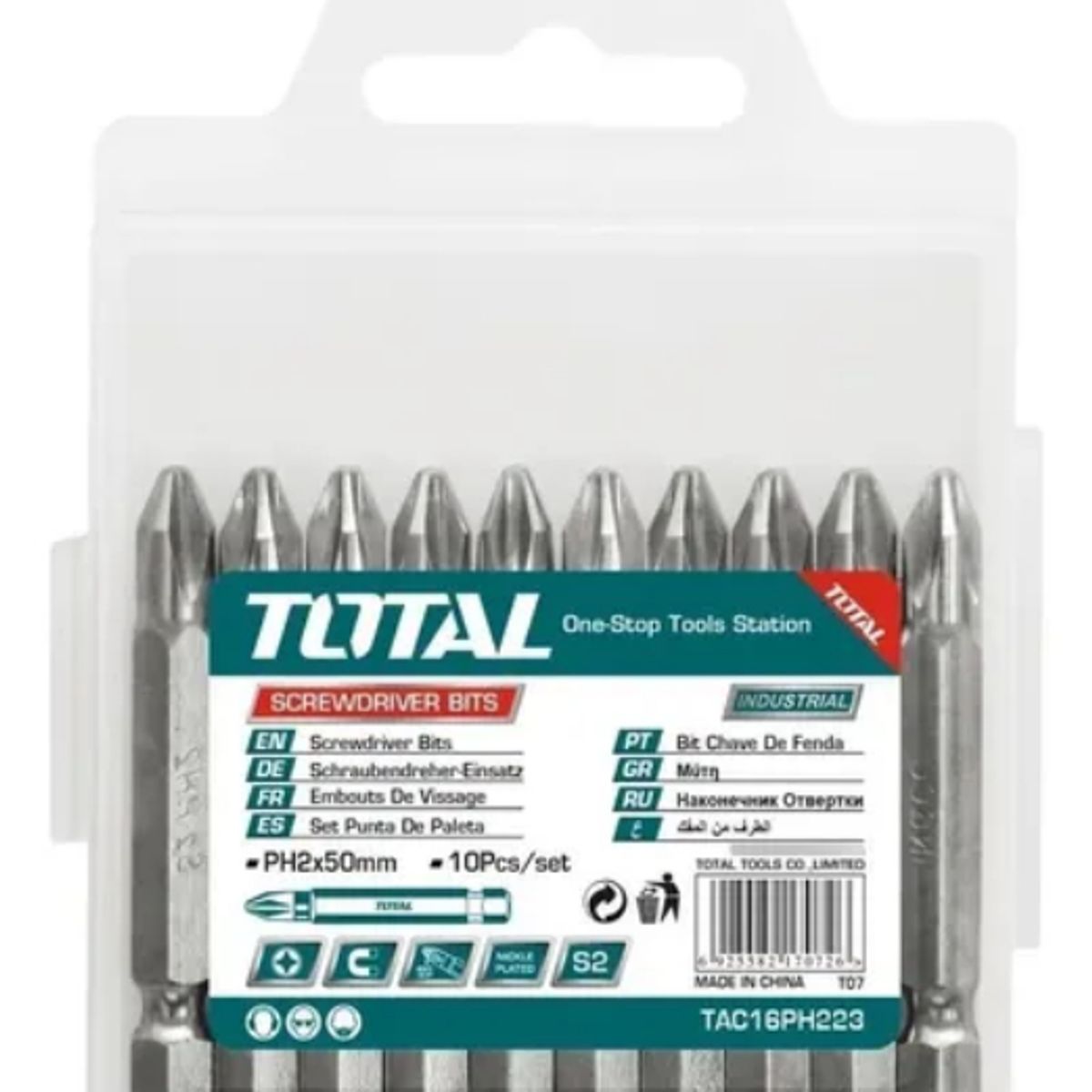 TOTAL TOOLS - Juego Set De Puntas Phillips Ph2 X 50mm Imantadas