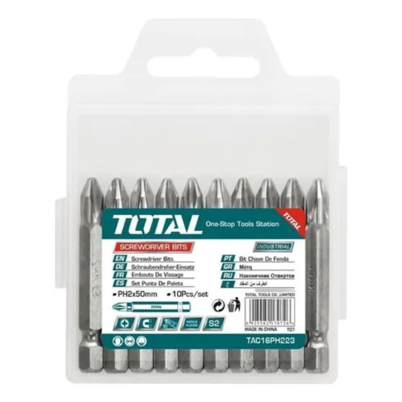 TOTAL TOOLS - Juego Set De Puntas Phillips Ph2 X 50mm Imantadas