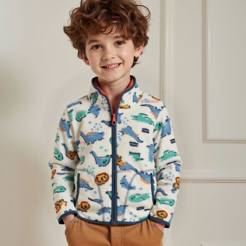 JUMP KIDS - Chaqueta Polar Niño Manga Larga Animales Blanco