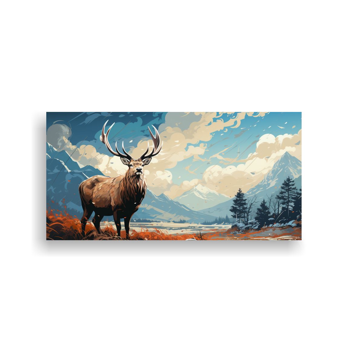 GENERICO - Cuadro Lienzo Tela Expresión Visual Alce En 60x30 Cm