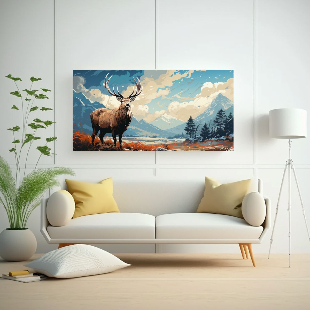 GENERICO - Cuadro Lienzo Tela Expresión Visual Alce En 60x30 Cm