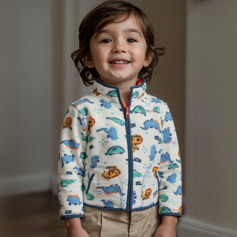 JUMP KIDS - Chaqueta Polar Niño Manga Larga Animales Blanco