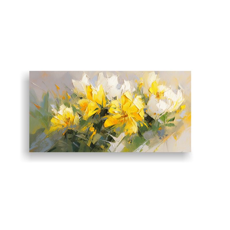 GENERICO - Pintura De Flores Amarillas En Lienzo Estilo 60x30 Cm