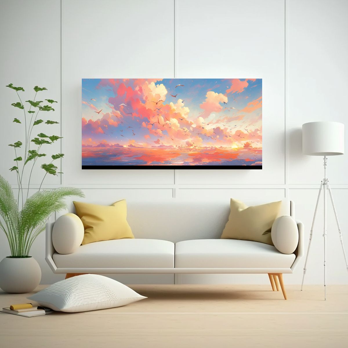 GENERICO - Cuadro Abstracto Detalle Cielo Y Mar Arcoíris 100x50 Cm