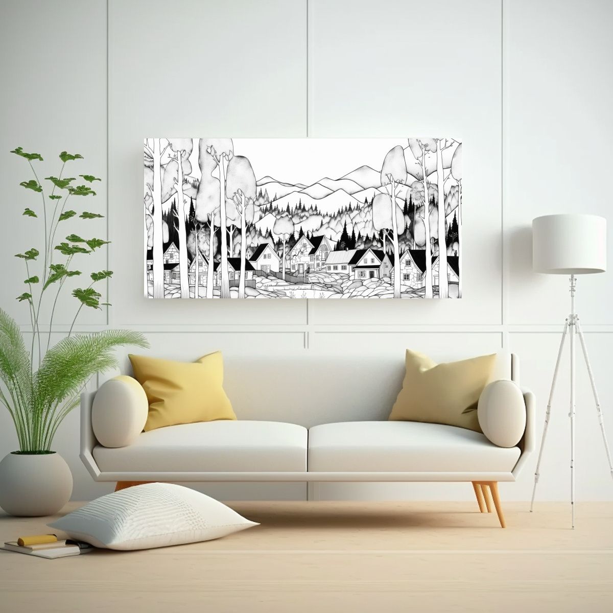 GENERICO - Cuadro Vintage Paisaje Montaña Nieve Arroyo 100x50 Cm